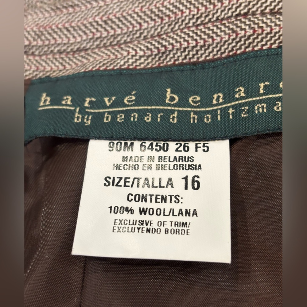 VINTAGE HERRINGBONE CROPPED PANT OLD MONEY QUIET LUXURY HARVE BERNARD SZ 16 - Picture 7 of 7